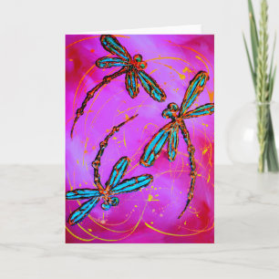 Dragonfly Flit Electric Pink Feiertagskarte
