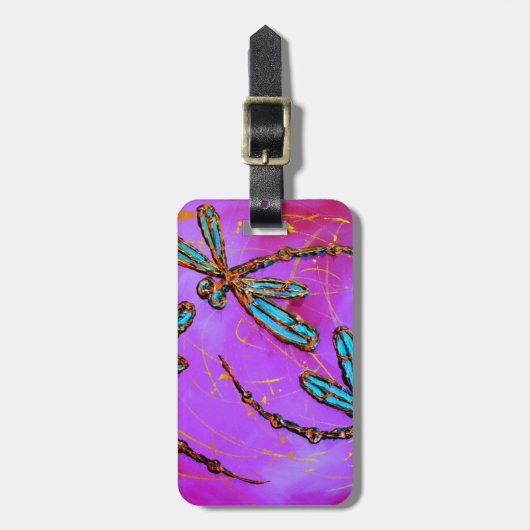 Dragonfly Flit Electric Pink Gepäckanhänger (Vorderseite vertikal)