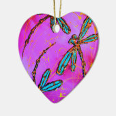 Dragonfly Flit Electric Pink Keramik Ornament (Links)