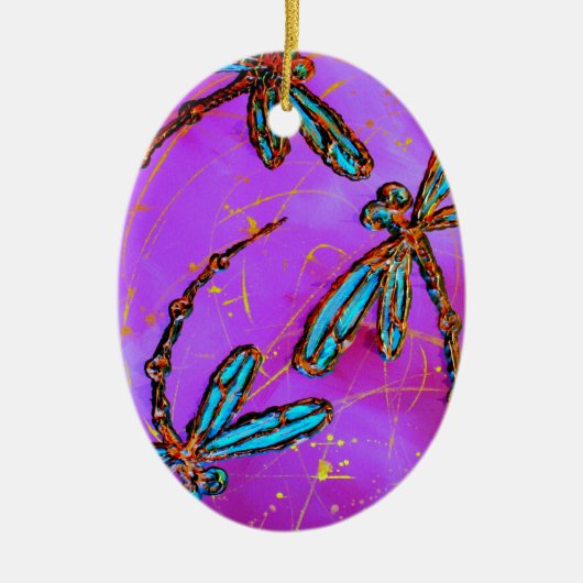 Dragonfly Flit Electric Pink Keramikornament (Vorne)