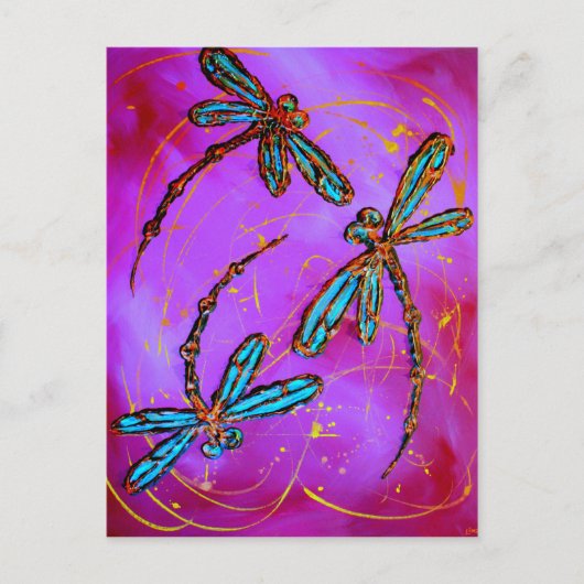 Dragonfly Flit Electric Pink Postkarte (Vorderseite)