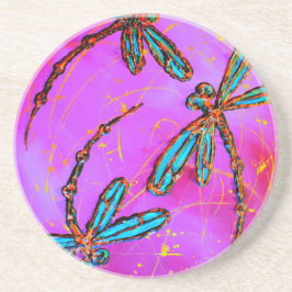 Dragonfly Flit Electric Pink Sandstein Untersetzer