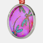 Dragonfly Flit Electric Pink Silbernes Ornament (Links)