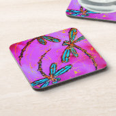 Dragonfly Flit Electric Pink Untersetzer (Linke Seite)