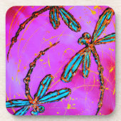 Dragonfly Flit Electric Pink Untersetzer (Vorderseite)