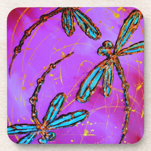 Dragonfly Flit Electric Pink Untersetzer (Vorderseite)