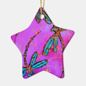 Dragonfly Flit Electric Pink Weihnachtsdekoration Keramik Ornament (Links)