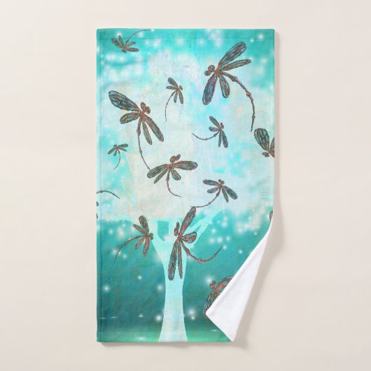 Dragonfly Flit Glow Tree Badhandtuch Set (Handtuch)