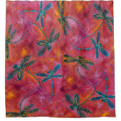 Dragonfly Flit Hot Fuchsia Duschvorhang (Vorderseite)