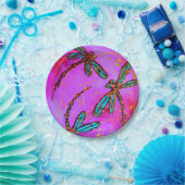 Dragonfly Flit Hot Pink Pappteller (Party)