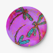 Dragonfly Flit Hot Pink Pappteller (Vorderseite)