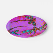 Dragonfly Flit Hot Pink Pappteller (Schrägansicht)