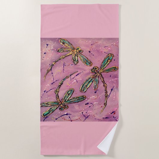 Dragonfly Flit Pink Fizz Strandtuch (Vorderseite)