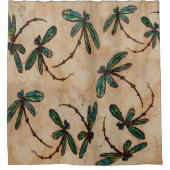 Dragonfly Flit Rustikale Creme Duschvorhang (Vorderseite)