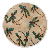 Dragonfly Flit Rustikale Creme Keramikknauf (Vorderseite)