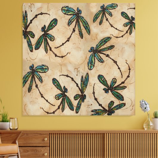 Dragonfly Flit Rustikale Creme Leinwanddruck (Insitu (Wohnzimmer))