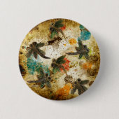 Dragonfly Flit Rustikaler Splash Button (Vorderseite)