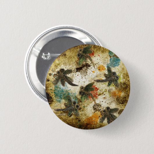 Dragonfly Flit Rustikaler Splash Button (Vorne & Hinten)