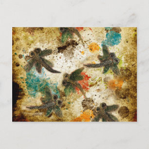 Dragonfly Flit Rustikaler Splash Postkarte