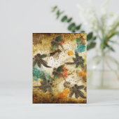 Dragonfly Flit Rustikaler Splash Postkarte (Stehend Vorderseite)