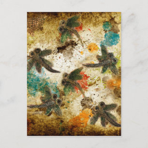 Dragonfly Flit Rustikaler Splash Postkarte