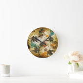 Dragonfly Flit Rustikaler Splash Runde Wanduhr (Zuhause)