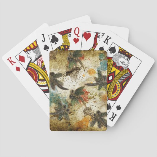 Dragonfly Flit Rustikaler Splash Spielkarten (Rückseite)