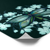 Dragonfly Flora Blume Art Drachenfliegen Poster (Ecke)