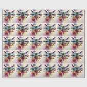 Dragonfly Floral Multicolor Art Geschenkpapier (Flach)