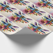 Dragonfly Floral Multicolor Art Geschenkpapier (Ecke)