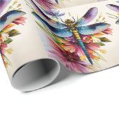 Dragonfly Floral Multicolor Art Geschenkpapier (Rolleneckpunkt)