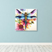 Dragonfly Floral Multicolor Art Leinwanddruck (Insitu (Holzboden))