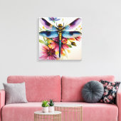 Dragonfly Floral Multicolor Art Leinwanddruck (Insitu (Wohnzimmer))