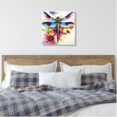 Dragonfly Floral Multicolor Art Leinwanddruck (Insitu (Schlafzimmer))