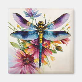 Dragonfly Floral Multicolor Art Magnet