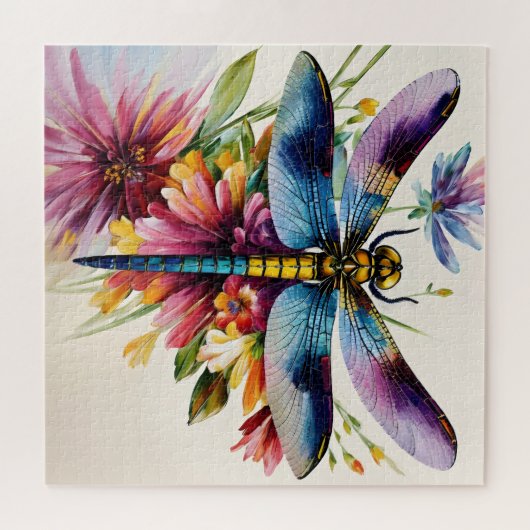 Dragonfly Floral Multicolor Art Puzzle (Horizontal)