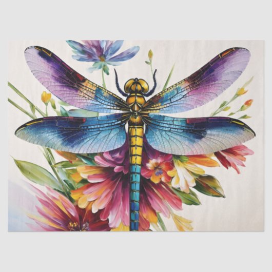 Dragonfly Floral Multicolor Art Seidenpapier (Vorderseite)