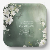 Dragonfly Floral Sweet 16 Danke ID1310 Pappteller (Vorderseite)