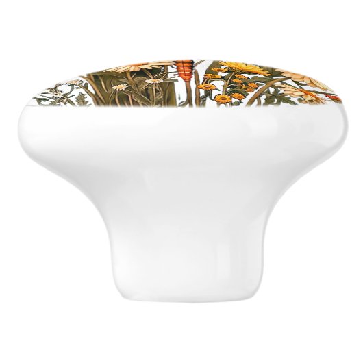 Dragonfly & Flowers Ceramic Knob Keramikknauf (Seitenansicht)