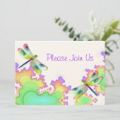 Dragonfly-Fraktal-Einladung Einladung (Stehend Vorderseite)