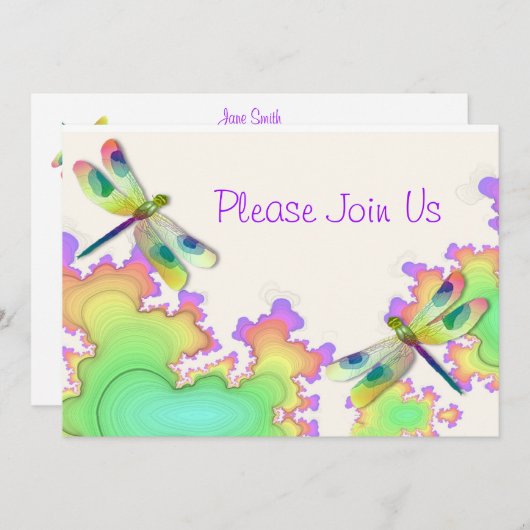 Dragonfly-Fraktal-Einladung Einladung (Vorne/Hinten)