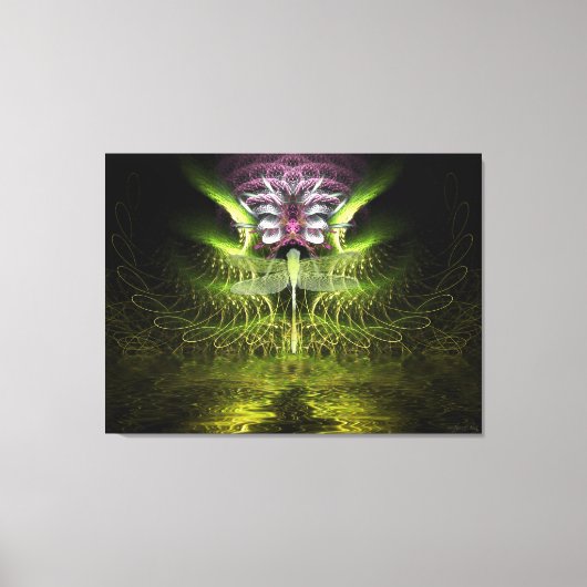 Dragonfly Fraktal Magic Wrapped Canvas Leinwanddruck (Vorderseite)