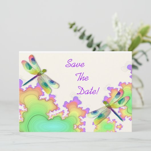 Dragonfly-Fraktal Save the Date (Stehend Vorderseite)