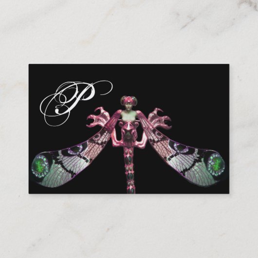 DRAGONFLY FRAMAN JEWEL Monogram Green, Black Pink Visitenkarte (Rückseite)