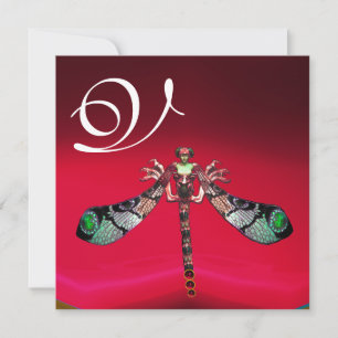 DRAGONFLY FRAMAN MONOGRAM, rotes bordeauxfarbenes  Einladung