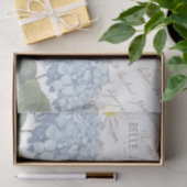 Dragonfly French Script Blue Pink Hydrangea Blume Seidenpapier (Geschenk)