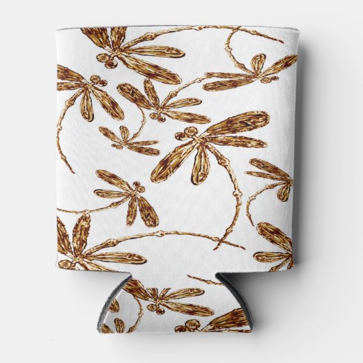 Dragonfly Frenzy Gold Can Cooler Stubby Holder Dosenkühler (Vorderseite)