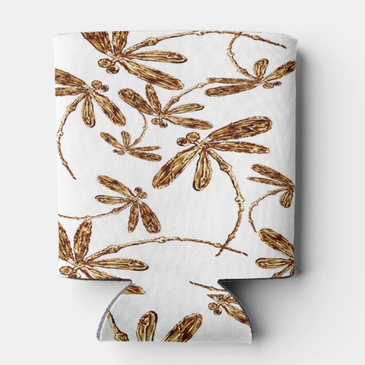 Dragonfly Frenzy Gold Can Cooler Stubby Holder Dosenkühler (Rückseite)