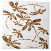 Dragonfly Frenzy Gold Fliese (Vorderseite)