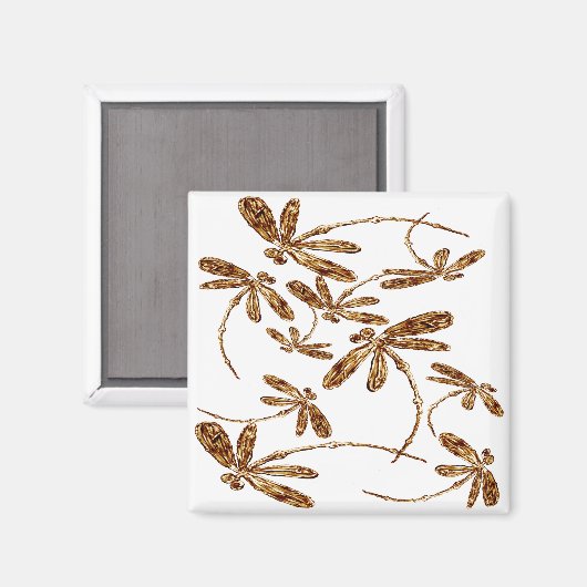 Dragonfly Frenzy Gold Magnet (Vorderseite/Rückseite)